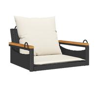 Vidaxl banco columpio con cojines ratán sintético negro 63x62x40 cm