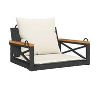 Vidaxl banco columpio con cojines ratán sintético negro 63x62x40 cm