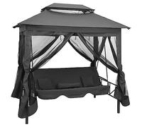 vidaXL Banco Columpio Exterior Dosel Acero 220x160x240 cm Antracita Balancín