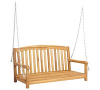 vidaXL Banco Columpio Natural 114 x 61 x 61,5 cm Madera de Teca Maciza, Banco de Patio al Aire Libre, Muebles de Teca rústicos para relajar en el jardín, diseño cómodo y Beige