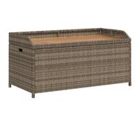 vidaXL Banco con almacenaje madera acacia y ratán PE Gris 100x50x52 cm