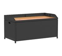 vidaXL Banco con almacenaje Madera Acacia ratán PE Negro 100x50x52 cm