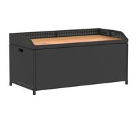 vidaXL Banco con almacenaje Madera Acacia ratán PE Negro 100x50x52 cm