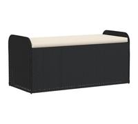vidaXL Banco con almacenaje y cojín ratán sintético Negro 115x51x52 cm