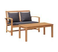 vidaXL Banco de Teak Rústico para Exteriores Natural y Gris Oscuro 110 x 64 x 77 cm Madera Sólida Incluye Cojín Suave para Jardín, Balcón o Patio. Necesita Montaje con Destornillador. Muebles Tipo So