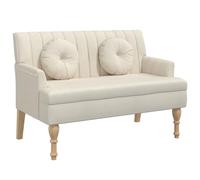 vidaXL Banco con Cojines, Silla con Reposabrazos, Banca de Final de Cama, Asiento Tapizado para Pasillo Recibidor Dormitorio, Lino