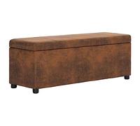 vidaXL Banco con compartimento de almacenamiento, banco de asiento, baúl, baúl, caja de juguetes, banco acolchado, 116 cm, aspecto de ante marrón