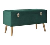 vidaXL Banco con Compartimento Taburete Otomana Reposapiés Asiento Recibidor Entrada Pasillo Dormitorio Almacenaje de Terciopelo Verde 80 cm