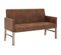 vidaXL Banco con Reposabrazos Piel Ante Artificial 2 Plazas Marrón Banquillo Sofá Asiento