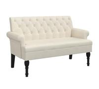 vidaXL Banco con Respaldo, Silla con Reposabrazos, Banca de Final de Cama, Asiento Tapizado para Pasillo Recibidor Dormitorio, Lino