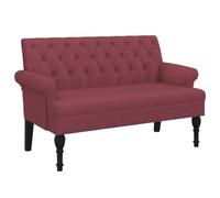 vidaXL Banco con Respaldo Tela Rojo Tinto 120x62x75,5 cm