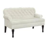 vidaXL Banco con Respaldo Terciopelo Color Crema 119,5x64,5x75 cm