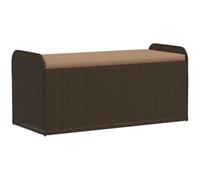 vidaXL Banco de Almacenaje con Cojín, Asiento Exterior, Caja Almacenamiento, Mueble Banco para Patio Jardín Terraza, Ratán Sintético Marrón