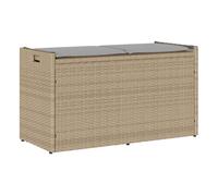 Vidaxl banco de almacenaje con cojín beige 100 cm ratán sintético