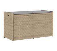 vidaXL Banco de almacenaje con cojín Beige 100 cm ratán sintético, Banco de Almacenamiento de jardín, Banco de Almacenamiento Exterior, Banco Exterior con Almacenamiento