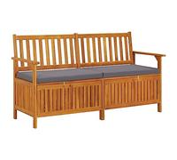 vidaXL Banco de Almacenaje con Cojín Contenedor Otomana Taburete Asiento Butaca Baúl Cofre Patio Muebles Madera Maciza de Acacia 148 cm