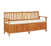 vidaXL Banco de Almacenaje con Cojín Contenedor Otomana Taburete Asiento Butaca Baúl Cofre Patio Muebles Madera Maciza de Acacia 170 cm