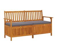 vidaXL Banco de Almacenaje con Cojín Contenedor Otomana Taburete Asiento Butaca Baúl Cofre Patio Muebles Madera Maciza de Acacia 148 cm