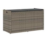 vidaXL Banco de almacenaje con cojín Gris 100 cm ratán sintético, Banco de Almacenamiento de jardín, Banco de Almacenamiento Exterior, Banco Exterior con Almacenamiento