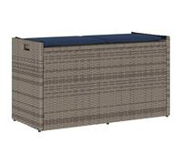 vidaXL Banco de almacenaje con cojín Gris 100 cm ratán sintético, Banco de Almacenamiento de jardín, Banco de Almacenamiento Exterior, Banco Exterior con Almacenamiento