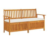 vidaXL Banco de Almacenaje con Cojín Contenedor Otomana Taburete Asiento Butaca Baúl Cofre Patio Muebles Madera Maciza de Acacia 148 cm