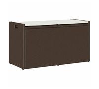 vidaXL Banco de almacenaje con cojín marrón 100 cm ratán sintético, Banco de Almacenamiento de jardín, Banco de Almacenamiento Exterior, Banco Exterior con Almacenamiento