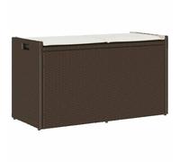 vidaXL Banco de almacenaje con cojín marrón 100 cm ratán sintético, Banco de Almacenamiento de jardín, Banco de Almacenamiento Exterior, Banco Exterior con Almacenamiento