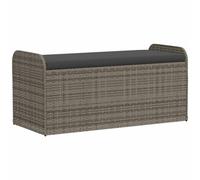 Banco De Almacenaje Con Cojín Ratán Sintético Gris 115x51x52 Cm Vidaxl
