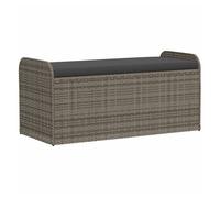 vidaXL Banco de almacenaje con cojín Ratán sintético Gris 115x51x52 cm