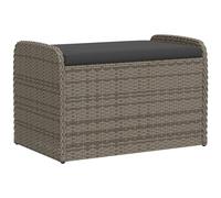 vidaXL Banco de almacenaje con cojín ratán sintético Gris 80x51x52 cm