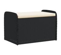 Banco De Almacenaje Con Cojín Ratán Sintético Negro 80x51x52 Cm Vidaxl
