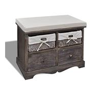 vidaXL Banco de almacenaje de Madera de Paulownia marrón 62x33x42 cm