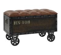 vidaXL Banco Almacenamiento 103x51x44 cm Piel Sintética Asiento Madera Maciza