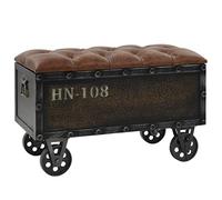 vidaXL Banco Almacenamiento 103x51x44 cm Piel Sintética Asiento Madera Maciza