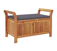 vidaXL Banco almacenaje jardín con cojín Madera Maciza de Acacia 91 cm, Banco de jardín, Banco al Aire Libre, Muebles de jardín, Banco de Picnic