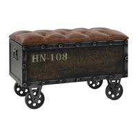 vidaXL Banco de almacenaje madera maciza y piel sintetica 80,5x41x50cm