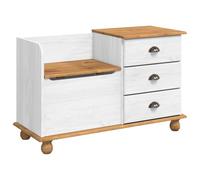 vidaXL Banco de Almacenamiento para Entrada Askim Blanco Madera Sólida 100X39X62 cm 3 Cajones Muebles Rústicos para Vestíbulo MDF para Pasillo