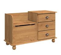 vidaXL Banco de Almacenamiento para Entrada Askim Marrón Madera Sólida 100X39X62 cm 3 Cajones Asientos Modernos Muebles de Vestíbulo Madera Pasillo Contemporáneo Interior Organización del Hogar