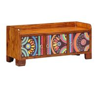 vidaXL Banco de Almacenamiento para Zapatos Multicolor de Madera Maciza Diseño Bohemio Chido Patrones Geométricos Mantenimiento Fácil Asiento Interior para Entrada y Soluciones de Muebles Modernos Or