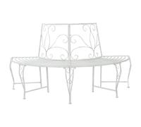 vidaXL Banco de árbol 4-Número de asientos 160 x 80 x 89 cm Acero Blanco antiguo, Banco elegante para exteriores, acero resistente a la intemperie, muebles de jardín modernos para patio y patio