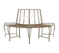 vidaXL Banco de árbol 4-Número de asientos 160 x 80 x 89 cm Acero Marrón antiguo, Banco elegante para exteriores, acero resistente a la intemperie, muebles de jardín modernos para patio y patio