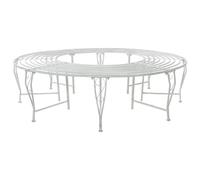 vidaXL Banco de árbol 8-Número Asientos Ø 160 x 44 cm Acero Blanco Antiguo Redondo, Elegante banco exterior, Acero resistente a la intemperie, Muebles de jardín modernos para patio y patio trasero