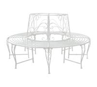 vidaXL Banco de árbol 8-Número Asientos Ø 160 x 89 cm Acero Blanco Antiguo Redondo, Elegante banco exterior, Acero resistente a la intemperie, Muebles de jardín modernos para patio y patio trasero