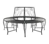vidaXL Banco de árbol 8-Número Asientos Ø 160 x 89 cm Acero Negro Redondo, Elegante banco exterior, Acero resistente a la intemperie, Muebles de jardín modernos para patio y patio trasero