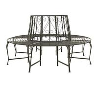 vidaXL Banco de árbol para patio, asiento al aire libre, jardín, balcón, terraza, parque, decoración del hogar, asiento de muebles de acero de 63 pulgadas, junto a la piscina