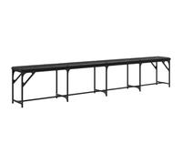 vidaXL Banco de Comedor, Banca Tapizada con Cojín, Mueble de Salón, Asiento para Cocina Pasillo Entrada Recibidor, Acero y Cuero Sintético Negro