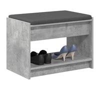 vidaXL Banco de Entrada con cojín Gris Concreto 63 x 38 x 45 cm, Banco de Entrada Moderno, Mueble Funcional, Elegante Asiento sin Respaldo, Almacenamiento Minimalista