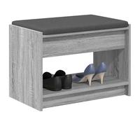 vidaXL Banco de Entrada con cojín Gris Sonoma 63 x 38 x 45 cm, Banco de Entrada Moderno, Mueble Funcional, Elegante Asiento sin Respaldo, Almacenamiento Minimalista