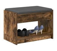 vidaXL Banco de Entrada con cojín Roble Ahumado 63 x 38 x 45 cm, Banco de Entrada Moderno, Mueble Funcional, Elegante Asiento sin Respaldo, Almacenamiento Minimalista