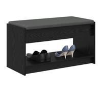 vidaXL Banco de Entrada con cojín Roble Negro 83 x 38 x 45 cm, Banco de Entrada Moderno, Mueble Funcional, Elegante Asiento sin Respaldo, Almacenamiento Minimalista
